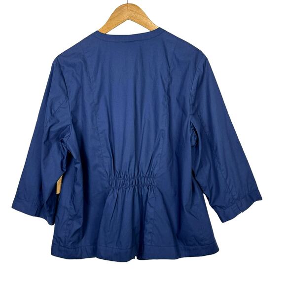 Coldwater Creek NWT Navy Blue Weave Pattern Unique Artistry Zip Up Summer Jacket - Picture 2 of 9